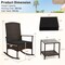 3-Piece Outdoor Rocking Chair Set with Black Cushions & 2-Tier Glass Coffee Table